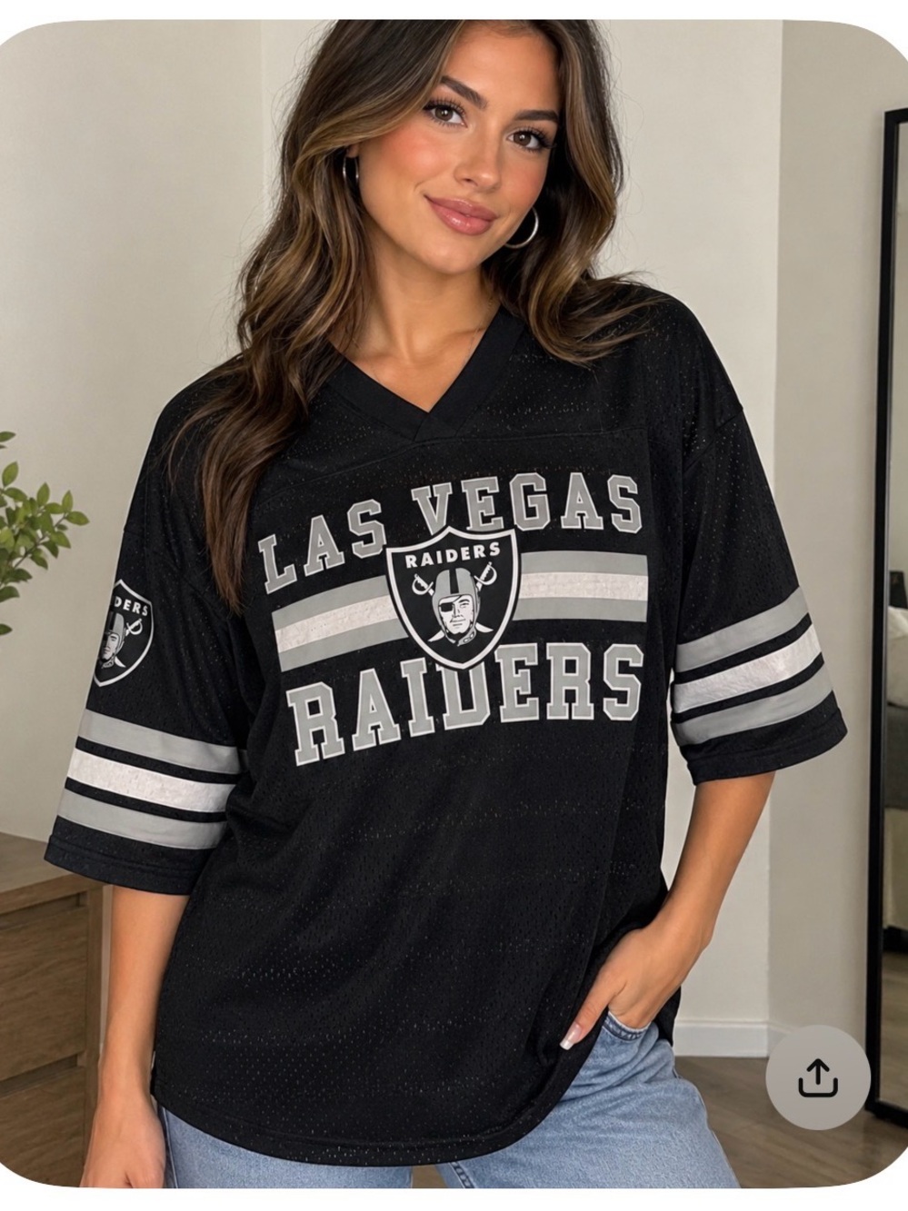 Las Vegas Raiders Black Graphic Jersey Top